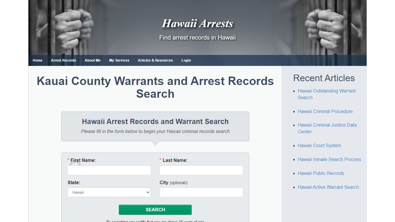 Kauai County Warrants and Arrest Records Search