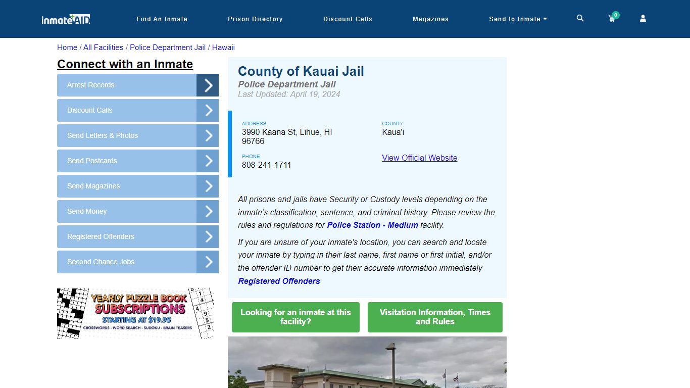 County of Kauai Jail - Arrests Warrants - InmateAid